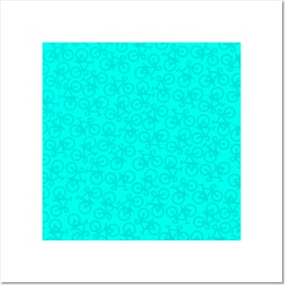 Bikes Turquoise Pattern Posters and Art